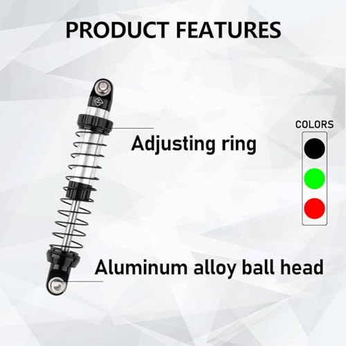 UTB18 Shocks 92MM Long Travel Shocks Absorber for Axial Capra UTB18 Upgrades Trail 4WD 1/18 RC Crawler - color: Black