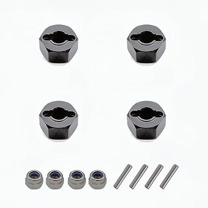 Aluminum Alloy 12mm Wheel Hex Nuts and M4 Lock Nuts Compatible with MJX Hyper Go 14301 14302 14210 16207 16209 16210 1/14 1/16 RC Car (Black) - color: Black