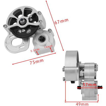 Metal Forward Transmission Assembled Gearbox with Steel Gear Set Compatible with Axial SCX10 & SCX10 II 90046 90047 1/10 RC Crawler Upgrade Parts,Half Open Shell (Silver) - color: Silver