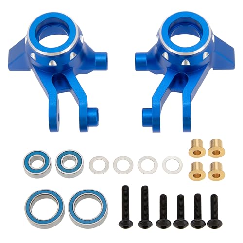 MEUS Racing Aluminum Steering Knuckles C-Hub Stub Axle Carrier Kit for Traxxas 1/16 Mini Maxx Upgrade Parts #10736,10752(Blue) - color: Blue