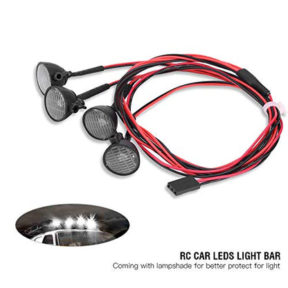 RC Crawler LED Car Light Bar Scx10-4 Cool Bright Roof Lights Kit for RC Model Making Fans Plastic White Red + White 28 Inch (4 LED