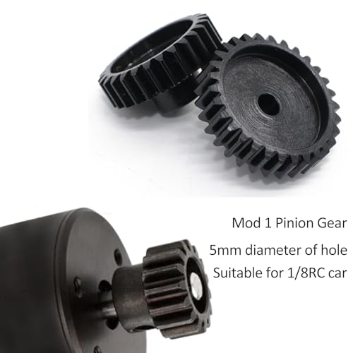 Steel Mod1 5mm Pinion Gear 1PCS, 11-28 M1 Pinion Gear Metal Hardened Steel Fit 5mm RC Motor Shaft with 3.175mm Coupler Compatible with 1/5 1/6 1/8 1/10 1/14 RC Brushless Brush Motor (23T) - size: 23T