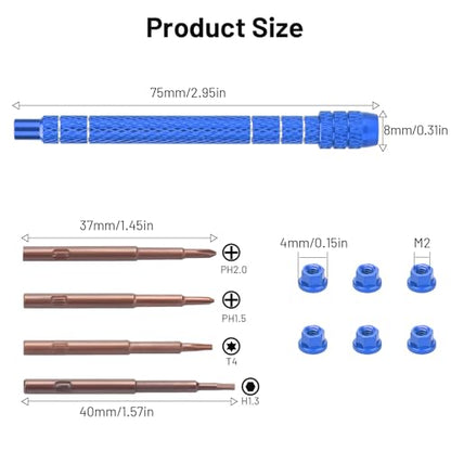 RC Screw Driver Set, daitoku RC Tool Kit Include PH1.5mm/2.0mm H1.3mm T4 Plum for AXIAL SCX30 Ford Bronco 4X4 SCX30 Jeep Wrangler JLU 4X4 (Blue) - color: Blue