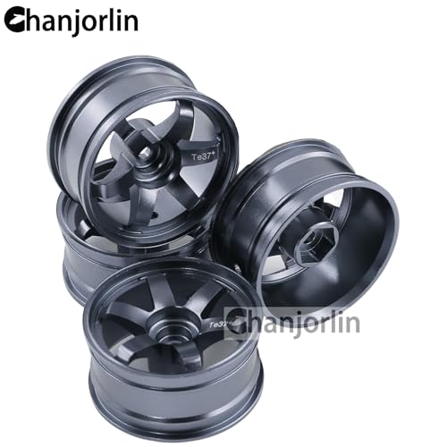 1/10 RC On Road Drift Wheels Rims Hex 12mm Alloy Aluminum Rally Racing Hubs for 1:10 Scale Touring Street Car Tires Tyres Tamiya TT01 TT02 A959 PTG2 HPI KYOSHO HSP XV02 XV01 4PCS (Titanium) - color: Titanium