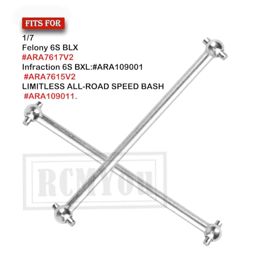 Center Drive Shaft Dogbone Upgrades Part for 1/7 Felony 6S BLX/Infraction 6S BLX/Limitless,Dogbone 168MM 102MM Hop Ups,#ARA310941#ARA310942,Silver