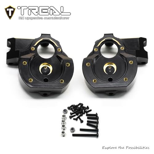 TREAL Brass Front Steering Knuckles CNC Billet Machined Inner Portal Covers Heavy Weight 78g/pc Upgrades for Redcat 1/10 Ascent Fusion Ascent GEN9(Black)
