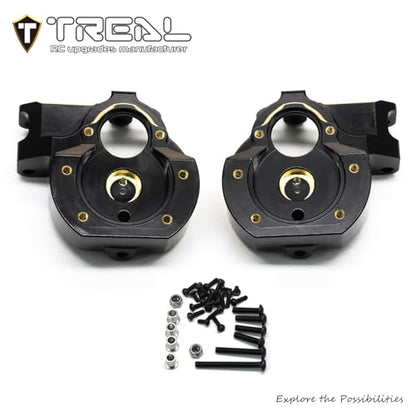 TREAL Brass Front Steering Knuckles CNC Billet Machined Inner Portal Covers Heavy Weight 78g/pc Upgrades for Redcat 1/10 Ascent Fusion Ascent GEN9(Black)