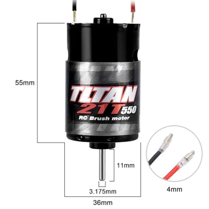 RC Car Motor Waterproof 550 21T Brushed Motor for 1:10 RC Crawler Axial SCX10 AXI03007 JL 90046 TRX4 TRX6 RC Car Truck Boat - size: 21T
