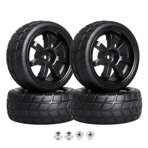 RC Wheel Tires Pre-Glued Tires and Wheels Set On Road RC for 1/10 Scale Racing Car Drift Touring | MULTI - color: Multi