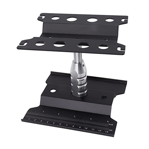 Generic RC Car Work Stand Repair Station Aluminum Alloy Worktable with Height Adjustable 360 Degree Rotation Scale Marked Chassis for 1/8 1/10 /12/16 /18 Scale RC (Black)