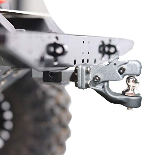 ShareGoo Metal Hitch Trailer Hook Simulation Climbing Tow Shackles Compatible with Traxxas TRX-4 90046 90047 SCX10 1:10 RC Crawler Car,Sliver