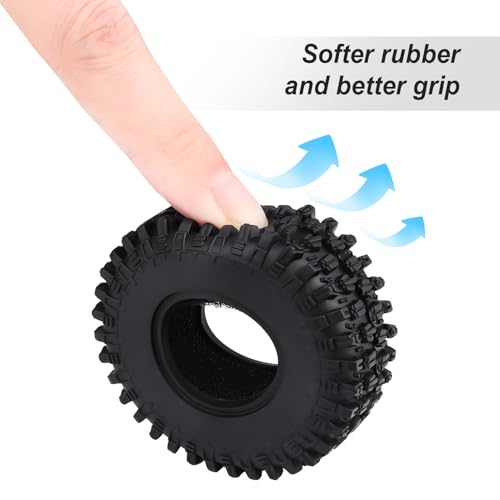 Hobbypark 1.0 Tires SCX24 Tires Soft Rubber for 1/18 TRX4M Axial SCX24 Gladiator Bronco C10 JLU Deadbolt B17 Betty 1/18 1/24 RC Crawler Car, 4PCS (53x19mm) - style: Type A