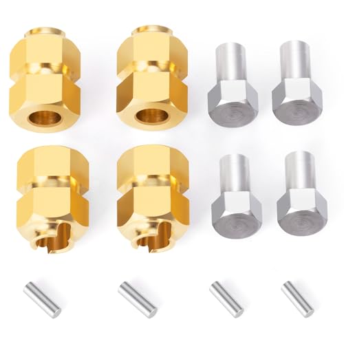 LSG Brass Wheel Hex Hub Extension Adapter Extenders for Tra-xxas 1/18 TRX4 | CNC Machined Wheel Spacers Upgrade Parts - color: Yellow