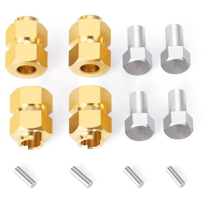 LSG Brass Wheel Hex Hub Extension Adapter Extenders for Tra-xxas 1/18 TRX4 | CNC Machined Wheel Spacers Upgrade Parts - color: Yellow