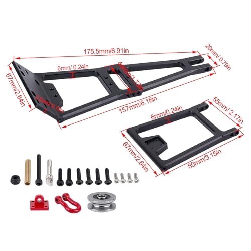 1/10 RC Crawler Tow Truck Build Kit Upgrades, Double Stent Rescue Tow Truck Crane Arm Wrecker Kit with Servo for 1/10 RC Crawler and Trailer SCX10 TRX4 Capra LCG Chassis DIY Build Parts