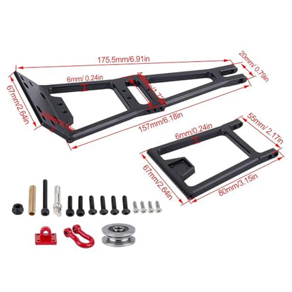 1/10 RC Crawler Tow Truck Build Kit Upgrades, Double Stent Rescue Tow Truck Crane Arm Wrecker Kit with Servo for 1/10 RC Crawler and Trailer SCX10 TRX4 Capra LCG Chassis DIY Build Parts