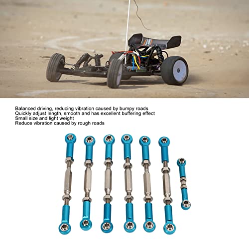 RC Car Push Rod Set, Aluminum Alloy Adjustable Turnbuckle Rod Linkage Upgrade Parts for Slash 1/10 Short Course (Blue) - color: Blue
