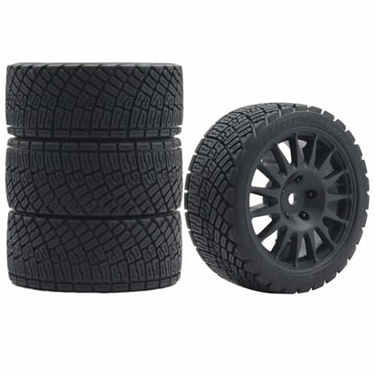 68mm 4PCS 1/10 RC On-Road tires and Hard Plastic wheels set Hex 12mm For WRC Drift Car Conversion 1/10 RC On-Road Car Traxxas Tamiya FW06 TT02 HPI HSP 94122 Kyosho W76 (Black) - color: Black