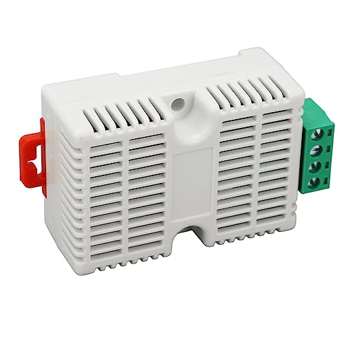 RS485 Temperature Humidity Transmitter, DIN Rail Sensor Module with Digital Chip Industrial Monitoring for PLC Cabinet Server Room ABS DC12V 1 Pack