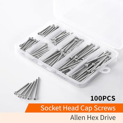 M3 x 30mm 35mm 40mm 45mm 50mm Hex Socket Head Cap Screws Bolts, 304 Stainless Steel, Metric Machine Fully Threaded, Bright Finish, Allen Hex Drive, Assortment Kit 100PCS - size: M3 x 30/35/40/45/50mm (100PCS)