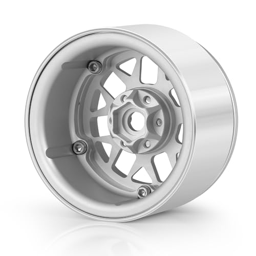 MOHERO 2.2 inches RC Beadlock Wheels/Rims for 1/10 Scale Rc Crawler Car Wraith 90018 Pack of 4 (Silver) - color: Silver