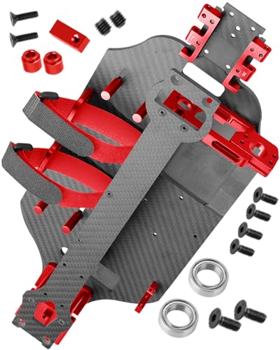 RC Upgrades Parts for 1/10 F0rd F15O Rapt0r R 101076-4,RC Carbon Fibre Chassis Protect Armor Skid Plate Guard Hops Up,Red - color: Red（for 1/10）