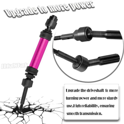 Drive Shaft Axles Upgrades Part for 1/10 Slash 4X4 VXL/Rustler 4X4 VXL/Stampede 4WD VXL,RC Steel #45 Front & Rear 4Pcs Driveshafts CVD w/ Hex Hops Up,Pink - color: Pink - (Axles)