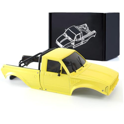 1/24 Pickup Truck Hard Body with Rear Cage Frame Wheelbase 133mm for 1/24 RC Crawler Axial SCX24 Bronco/Wrangler/C10/Base Camp Shell Upgrade (Yellow) - color: Yellow