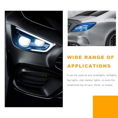 Car Headlight Vinyl Film, 48"×11.8" Self-Adhesive Car Headlight Tint Sticker with Squeegee & Cutter, Waterproof Wrap Film Roll for Vehicle Headlights Taillights Fog Lights (Drak Blue) - color: Drak Blue