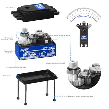 20kg Low Profile Servo RC Digital Servo High Torque Full Metal Gear & Steering Servo Arm for 1/10 RC Car Tamiya Kyosho On-Road Touring Drift Car/Robot/Boat - size: 20KG Low Profile Servo