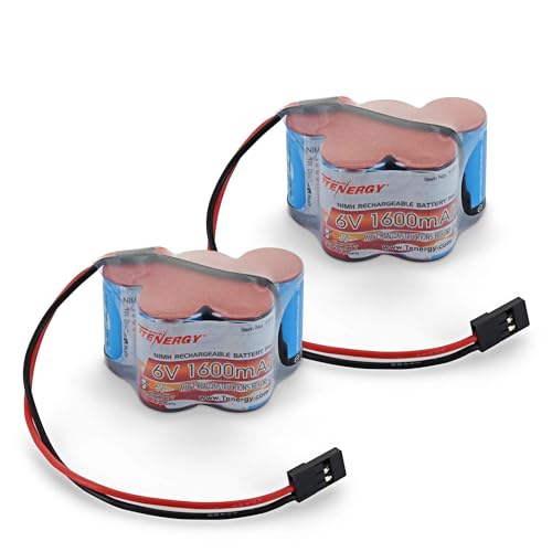 Tenergy 2 Pack 6V 1600mAh Rechargeable Side by Side Hump Battery Pack, NiMH Receiver Battery Pack with Hitec Connector for RC Trucks, RC Cars, and RC Hobby Electronics - size: 2 Pack