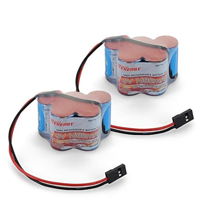 Tenergy 2 Pack 6V 1600mAh Rechargeable Side by Side Hump Battery Pack, NiMH Receiver Battery Pack with Hitec Connector for RC Trucks, RC Cars, and RC Hobby Electronics - size: 2 Pack