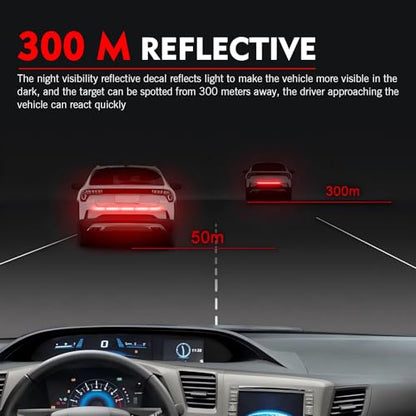 WZP 7PCS Car Reflective Stickers, Night Visibility Reflective Bumper Stickers, Warning Decal, Waterproof Self Adhesive Cars Boot Tailgate Trim Tape for Car Trunk (Red)