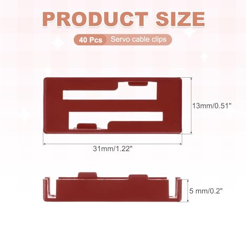 MECCANIXITY 40 Pcs Servo Extension Cable Clips, Servo Cable Safety Connector Lead Wire Buckle Lock for RC Car Plane Boat DIY Y Adapter Cable, Red - color: Red