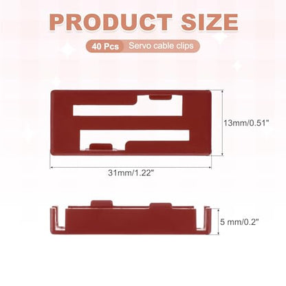 MECCANIXITY 40 Pcs Servo Extension Cable Clips, Servo Cable Safety Connector Lead Wire Buckle Lock for RC Car Plane Boat DIY Y Adapter Cable, Red - color: Red