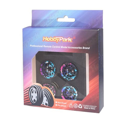 HobbyPark Graffiti Splash Anodized 1.0 Plus Beadlock Wheels -4mm Negative Offset Deep Dish 1.1 Beadlocks Rims for 1/18 1/24 RC Crawler TRX4M Ascent18 SCX24 FCX24 Upgrades Parts