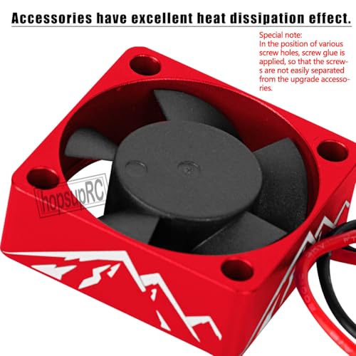 Heatsink High Speed Motor Cooling Fan 28000RPM,30MM Heat Sink with 4.8-8.4V Cooling Fan Upgrades Part for 1/10 1/8 Brushless Motor RC Car 36 42 Series 3660 3650 3670 540 F540 550.Red - color: Red(2PCS)