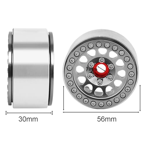 Aluminum 1.9 Beadlock Wheels Rims for 1/10 RC Crawler Axial SCX10 I II III Capra TRX4 TRX6 VS4-10 Gen8 MST CFX Upgrades Parts (Titanium) - color: Titanium