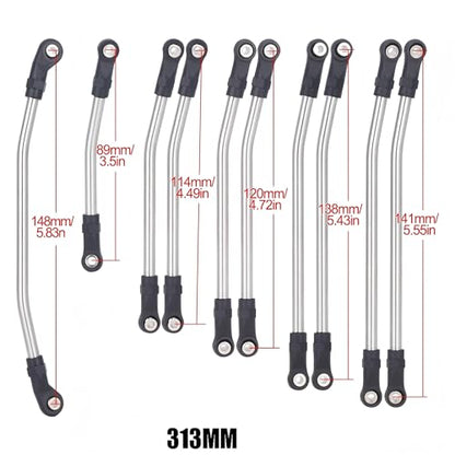 RC Metal Links Upper Lower Linkage Chassis Link Set with Plastic Rod Ends,313/324mm Wheelbase for 1/10 AXIAL SCX10 II 90046 RC Crawler Car (313mm)
