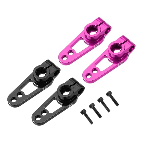 MECCANIXITY 4 Pcs Aluminum Alloy 25T Steering Servo Arm Horn for DIY RC Car/Boat/Airplane Boat Accessories, Pink/Black - color: Pink/Black