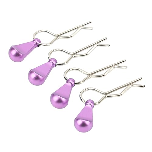 RC Car Body Clips with Pull Tabs Durable Stainless Steel and Aluminum Alloy Upgrade Parts for 1/8 and 1/10 Remote Control Cars 4Pcs Silver 34x12mm (Purple) - color: Purple
