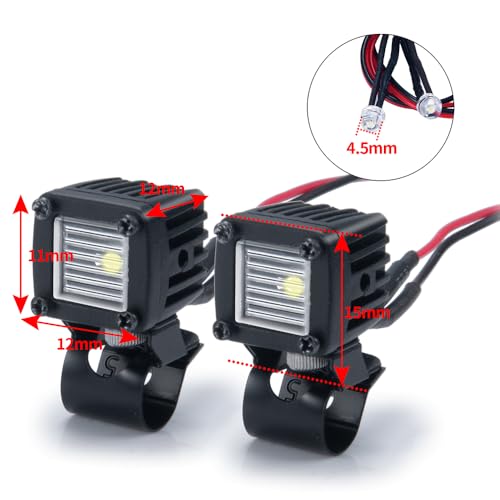 RC Car LED Lights Headlights Headlamp Square Lens Spotlight 2PCS Compatible with 1/10 RC Crawler Car TRX4 TRX6 Axial SCX10 90046 RR10 D90 Upgrades Parts (D-6 Holes) - color: D-6 Holes