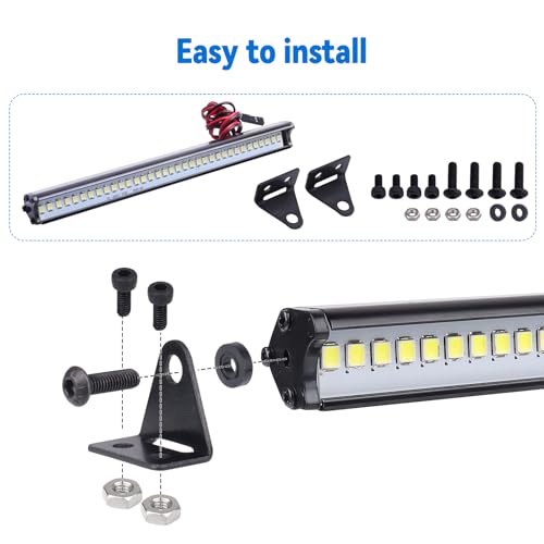 Super Bright LED Light Bar Roof Lamp Kit for 1/10 Traxxas TRX4 Slash 2WD 4X4 Axial SCX10 & SCX10 II Arrma Redcat Gen7 Gen 8 RC Rock Crawler Car (Type 1)