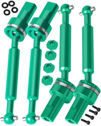 RC Driveshafts Axles Upgrades Part for 1/18 LaTrax Teton,LaTrax Desert Prerunner,7075 Aluminum Front Rear Drive Shafts CVD w/6061 Hex Hops Up,4PCS,Replace #7650,Green - color: Green(4pcs)