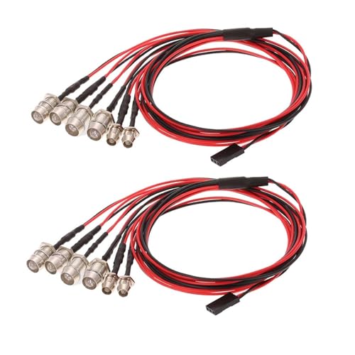 2 Pack RC Car 6 LED Light Kit, White Headlight Red Taillight Yellow Turn Signal Light for 1/10 1/8 RC Models TRX4 D90 SCX10 RC Car Truck Lighting (Red, White & Blue) - color: 6 LED Red White Blue