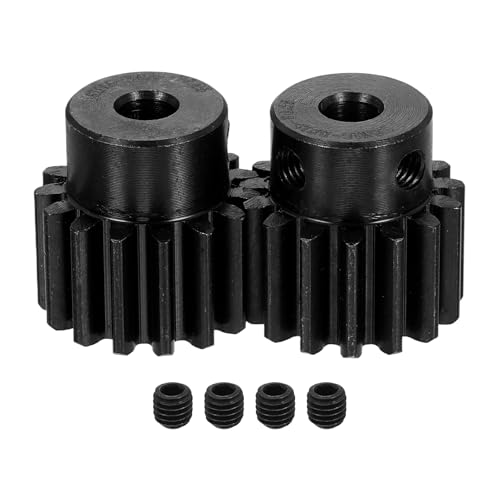 uxcell 2Pcs 1.5 Mod 15T Spur Gear 6.35mm Bore, 1045 Steel Pinion Gear Black Surface Treatment, 20° Pressure Angle, for Spur Rack and RC Model Car or Motor DIY(18mm) - size: 1.5 Mod 15T, 6.35mm x 18mm