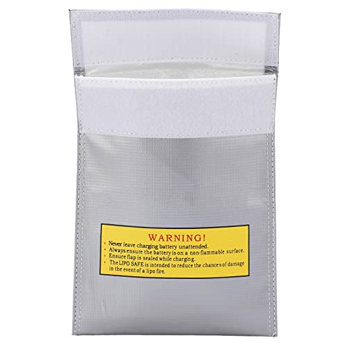 Fireproof Lipo Battery Bag, Flame Retardant Storage Pouch, Charging Container with Radiation Heat Resistant, Ideal for Various Aircraft Batteries, 18x23cm (Silver) - size: Silver