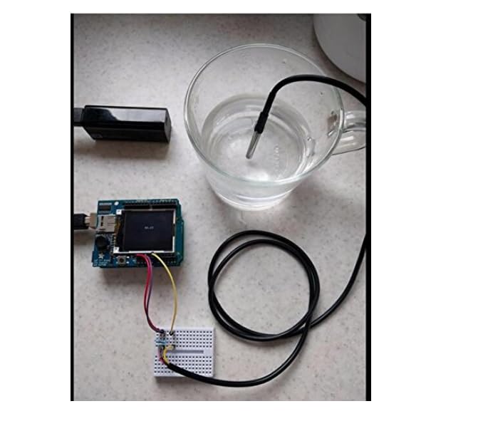 6PCS DS18B20 Temperature Sensor 2M Waterproof Temperature Probe Suitable for Arduino, xiao,ESP32 etc Development Boards Stainless Steel Probe Temperature Range (-55℃~ +125℃)