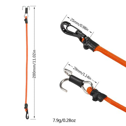 2pcs 280mm Elastic Strap Escape Rope Kinetic Winch Strap with Rescue Trailer Hook for 1/18 1/24 RC Crawler Car TRX4M High Trail SCX24 FCX24 (Orange) - color: Orange