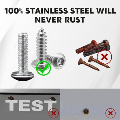 Anti Theft License Plate Screws Kits, License Plate Screw Caps, Stainless Steel Car Tag Holder Bolts Fasteners Kit, Car M6 (1/4") Tamper Proof Fastener Nut & Cap for Frame Mounting (Style 1)